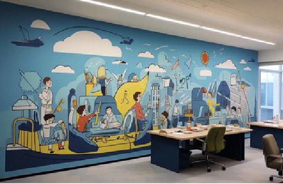 资中办公室墙绘的特点。