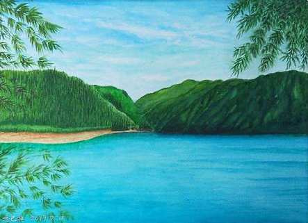 资中在墙绘中，如何绘画绿水青山？